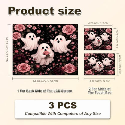 Universal Laptop Skin Sticker Decal 11-15.6 Inches, Cute Pink Ghost Rose | Reusable Vinyl Sticker for 12.1 13 13.3 14 15.4 Inches Notebook PC, Scratch Resistant Waterproof, Easy to Trim & Apply - color: Cute Pink Ghost Rose