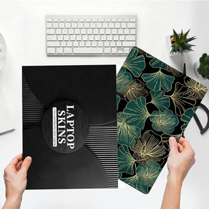 Universal Laptop Skin Sticker with 2 Wrist Pad Skins, Waterproof Scratch Resistant Vinyl Laptop Cover Decal, Cut to Fit for 11–15.6 Inch MacBook HP Dell Lenovo, Ginkgo Leaf - color: Ginkgo Leaf