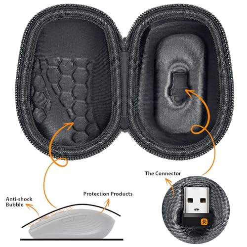 Comecase Compact Mouse Case for Logitech MX Anywhere 3S/3/2S/2 | Hard Shell Storage, Raised Inner Dots, Accessory Groove, Carabiner, Travel and Business Use, Full Black, Bag Only - color: Full Black