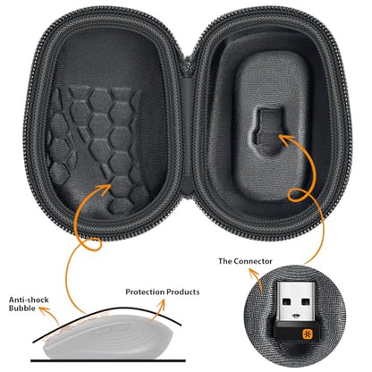 Comecase Compact Mouse Case for Logitech MX Anywhere 3S/3/2S/2 | Hard Shell Storage, Raised Inner Dots, Accessory Groove, Carabiner, Travel and Business Use, Full Black, Bag Only - color: Full Black