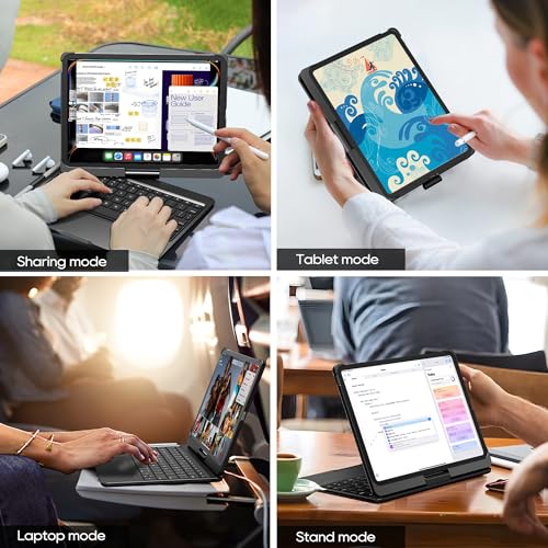 Wireless Keyboard Case for iPad Pro 11 inch M5 2025 & M4 2024 Black | Pekarejue 360 Rotatable, Pencil Holder, Multi-Touch Trackpad, Backlit Keys, Swivel Cover A3357A3358 A3359 A2836 A2837 A3006 - color: Black, size: iPad Pro 11 (M4/M5)
