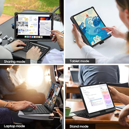 Wireless Keyboard Case for iPad Pro 11 inch M5 2025 & M4 2024 Black | Pekarejue 360 Rotatable, Pencil Holder, Multi-Touch Trackpad, Backlit Keys, Swivel Cover A3357A3358 A3359 A2836 A2837 A3006 - color: Black, size: iPad Pro 11 (M4/M5)