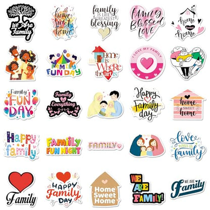 50Pcs Family Themed Stickers, Inspirational Home Sweet Home Vinyl Decals for Water Bottles, Laptops, Journals, Scrapbooks & Gifts (Family) - color: Family