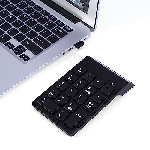 Wireless Numeric Keypad 2.4G | Compact & Portable, Auto Sleep Mode, 18 Keys for Laptop & PC, USB Receiver Included (Black)