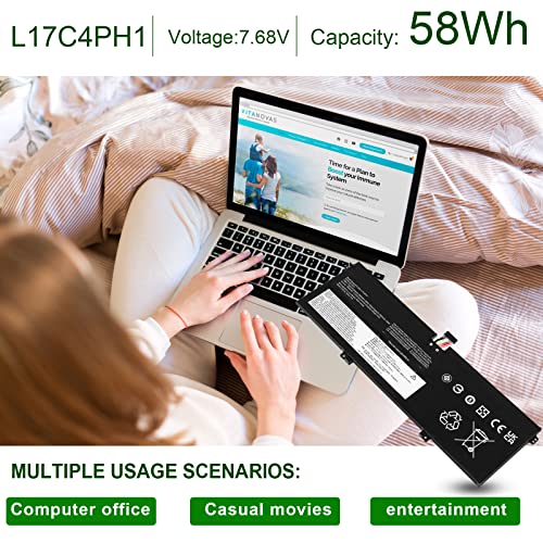 60Wh L17C4PH1 Laptop Battery for Lenovo Yoga 7 Pro Pro-13IKB C930 C930-13IKB C930-131KB 930-13IKB-81EQ 81C4 81EQ 5B10Q82425 5B10Q82426 5B10Q82427 C930-13IK C930-13IKB L17M4PH1 L17M4PH2 L17L4PH2 - size: 11.45*3.78*0.2inch