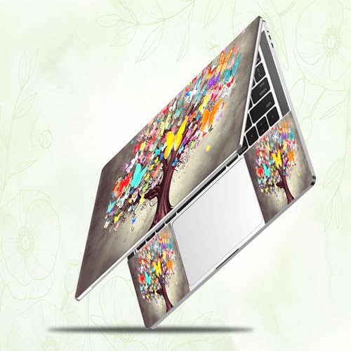 Laptop Skin Sticker Decal, Universal Reusable Vinyl Laptop Cover for 12" 13" 13.3" 14" 15" 15.4" 15.6" Notebook PC, Reusable Waterproof Scratch-Resistant with 2 Wrist Pads,Butterfly Tree - color: Butterfly Tree