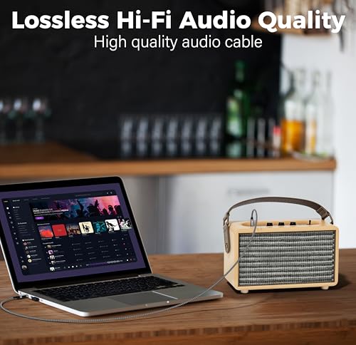 USB to 6.35mm TRS Stereo Audio Cable 4 FT, USB-A to 1/4" Audio Adapter Aux Jack Stereo Cord, Gold-Plated Connector, Nylon Braided Jacket, DAC Chip, for Laptop, Amplifier, Mixer, Home Theater, Speaker - size: 4FT