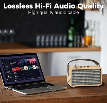 USB to 6.35mm TRS Stereo Audio Cable 25 FT, USB-A to 1/4" Audio Adapter Aux Jack Stereo Cord, Gold-Plated Connector, Nylon Braided Jacket, DAC Chip, for Laptop, Amplifier, Mixer, Home Theater, Speaker - size: 25FT