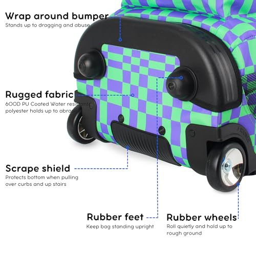 J World Sundance Laptop Rolling Backpack for Girls Boys. Roller Bookbag with Wheels, 20 Inch, Pixel Checkers - color: Pixel Checkers