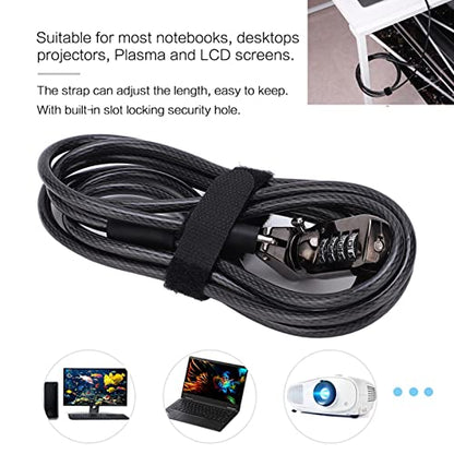 Laptop Cable Lock, Combination Steel Security Cord | Anti Theft Adjustable Strap, Notebooks Projectors Compatible, Office Travel Safe, Physical Deterrent, Hardware Attachment