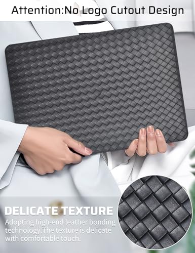 Seorsok Compatible with MacBook Pro 13 inch Case M2 2023-2021-2016 A2338 M1 A2251 A2289 A2159 A1989 A1708 A1706,Leather Plastic Hard Shell&Transparent Keyboard Cover,Black Tartan PVC No Logo Cutout - color: Black( Tartan PVC), size: Pro 13 (A2338 M1 A2251