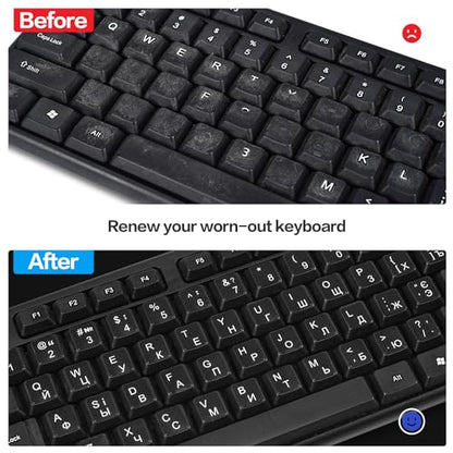(2PCS) Ukrainian Keyboard Stickers, Ukraine Keyboard Letters Replacement Sticker with White Letter/Black Background, Cyrillic Russian Belarus Keyboard Stickers for Computer Laptop Notebook Desktop - color: Ukrainian