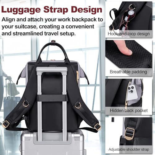 Otevan 15.6 Inch Laptop Backpack for Women, Work Backpack with Lunchbox, Insulated Backpack Cooler, Teacher Nurse Travel Backpack for Women, Gray/Black, 24009 - color: Gray/Black