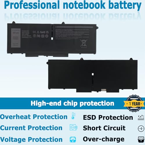 07KRV Laptop Battery Compatible with Dell Latitude 5430 5530 Precision P104F 3570 P104F005 P137G004 P137G Series M69D0 H4PVC Y86WG 0H4PVC 0Y86WG 08WRCR 078FWY 4FVJG O7KRV 15.2V 58Wh 4-Cell - style: 07KRV