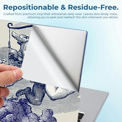 Reusable Universal Laptop Skin Sticker, Cut to Fit for 11.6–15.6 Inch Laptops, Waterproof Protective Film, No-Residue - Angel Clouds - color: Angel Clouds