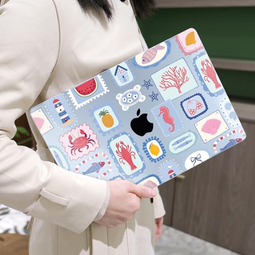 MEEgoodo Case for M5/M4/M3/M2 MacBook Air 13 inch Case 2026 2025 2024 2022, Fit Model A3449/A3240/A3113/A2681, Laptop Hard Shell Compatible with MacBook Air 13.6-inch, Marine Stamps Pattern - color: Marine Stamps Pattern