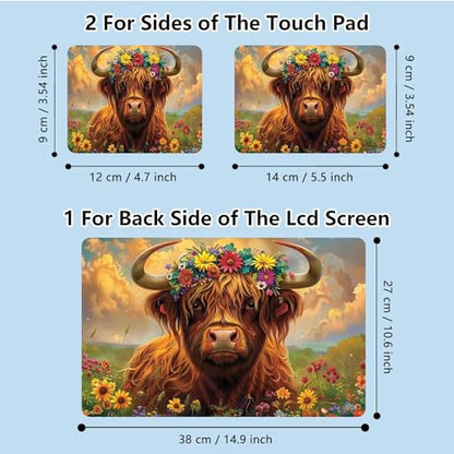 Universal Laptop Skin Sticker with 2 Wrist Pad Skins, Waterproof Scratch Resistant Vinyl Laptop Cover Decal, Cut to Fit for 11–15.6 Inch MacBook HP Dell Lenovo, Highland Cattle - color: Highland Cattle