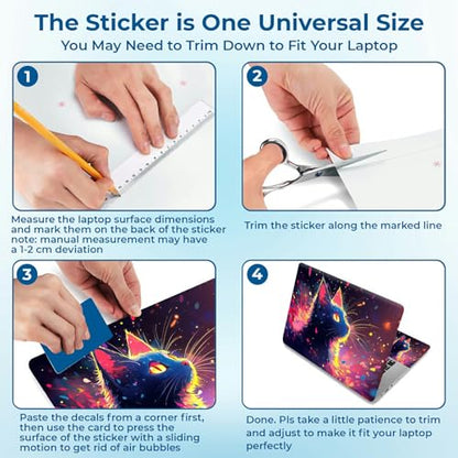 Reusable Universal Laptop Skin Sticker, Cut to Fit for 11.6–15.6 Inch Laptops, Waterproof Protective Film, No-Residue - Neon Cat - color: Neon Cat
