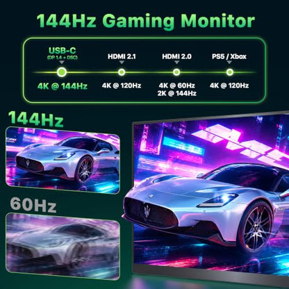 Upperizon Portable Monitor 19 inch 4K UHD 3840X2160 125% sRGB 144Hz HDR HDMI USB-C Travel Monitor for Laptop MacBook PC Surface Xbox, Large External Display with Kickstand & Speakers, VESA Compatible - size: 19 inch