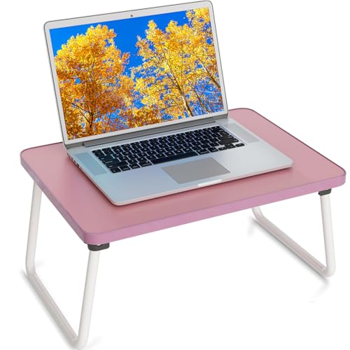 Lap Desks Laptop Tray for Bed or Couch,Portable Breakfast Serving Tray with Folding Legs,Foldable & Lightweight Mini Table, Laptop Stand for Working, Reading and Writing,Pink - color: Pink
