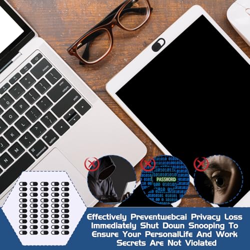 JJUNW 50 Pcs Webcam Cover Slide, 0.023 Inch Ultra-Thin Universal Laptop Camera Cover Slide Webcam Cover for Laptop, Computer(Black) - color: Black