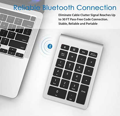 Foloda Number Pad for Laptop, Wireless Bluetooth Number Numeric Keypad Numpad, 10 Keys Numberpad Keyboard Computer Accessories for Laptop PC Notebook (NO Receiver) - color: SilverBlack