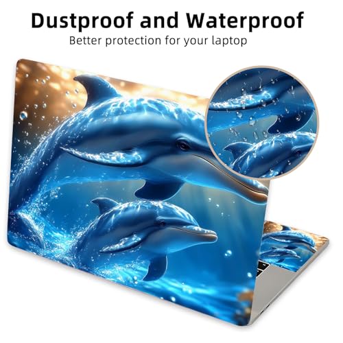 Aesthetic Laptop Skin Cover,12-15.6 Inch Universal Vinyl Sticker Decal,Waterproof Scratch-Resistant Notebook Wrap,Removable Residue-Free Protector,Dolphin Ocean Life - color: Dolphin Ocean Life
