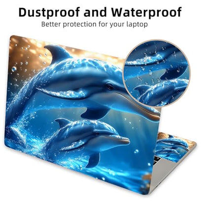 Aesthetic Laptop Skin Cover,12-15.6 Inch Universal Vinyl Sticker Decal,Waterproof Scratch-Resistant Notebook Wrap,Removable Residue-Free Protector,Dolphin Ocean Life - color: Dolphin Ocean Life