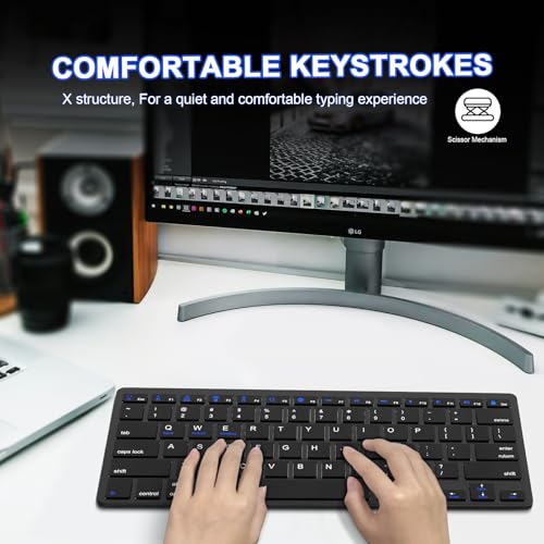 Multi-Device Bluetooth Keyboard for Mac, iPad, iPhone & Windows - Wireless for iPad Pro 12.9/11, Air, Mini, MacBook, Surface, Android Tablet - Switch 3 Devices, Auto-Reconnect, Black - color: Black