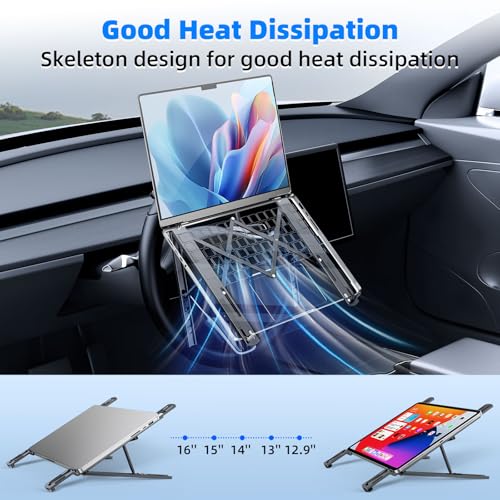 Adjustable Steering Wheel Laptop Mount, Foldable Car Laptop Desk-Gray | Metal Car Laptop Holder Sturdy, 5-Gear Adjustable Angle, Foldable Compact Space-Saving, In-Vehicle Reading Working - size: Laptop Stand-Gray