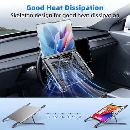 Adjustable Steering Wheel Laptop Mount, Foldable Car Laptop Desk-Gray | Metal Car Laptop Holder Sturdy, 5-Gear Adjustable Angle, Foldable Compact Space-Saving, In-Vehicle Reading Working - size: Laptop Stand-Gray