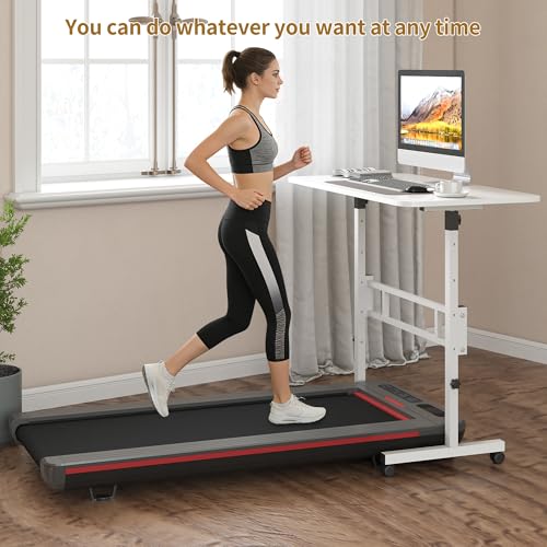 Panana Small Standing Desk Adjustable Height, Mobile Rolling Stand Up Desk with Wheels, 32 Inch Portable Rolling Desks Computer Office Workstations Walking Pad (White) - color: White