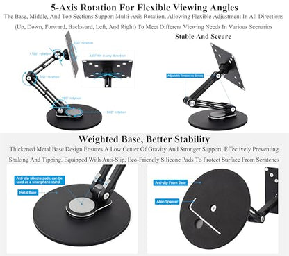 VESA Monitor Stand, Compatible with Up to 19inch Monitors, Supports 50 x 50/75 x 75/100 x 100 (mm) VESA Mounting Holes,Supports Multi-axis Rotation, Portable Adjustable Foldable