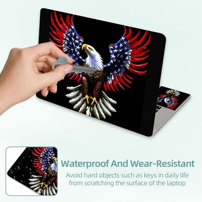 Universal Laptop Skin Decal, 3-Piece Vinyl Protector for 12 13 14 15.6" Notebook, Waterproof Anti-Scratch, Easy Trim & Bubble-Free Finish, American Flag Eagle - color: American Flag Eagle