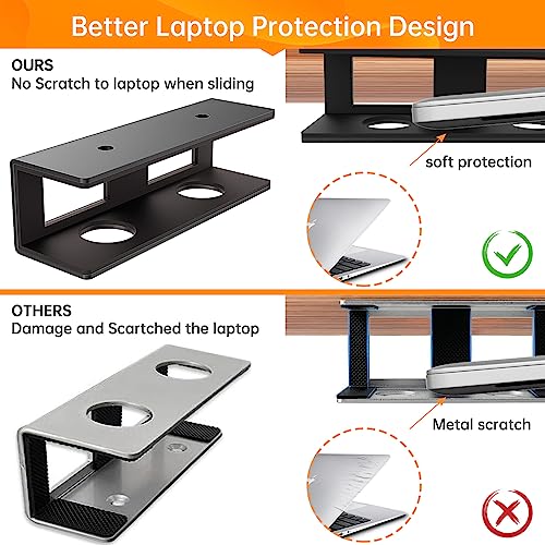 3 PCS Under Desk Laptop Mount with Anti-Scratch Felt Board Under Desk Laptop Holder Tray Durable Under Desk Shelf for Laptop Thick up to 1.15” - size: 3pcs-1 Pack