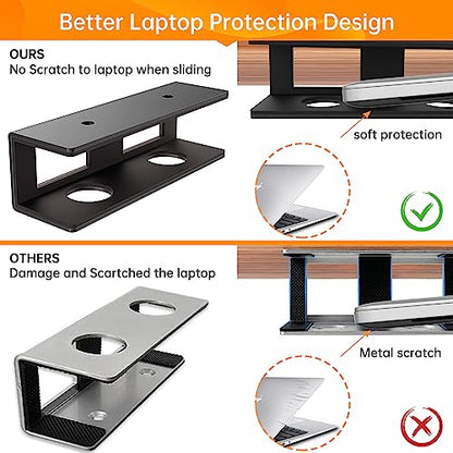 3 PCS Under Desk Laptop Mount with Anti-Scratch Felt Board Under Desk Laptop Holder Tray Durable Under Desk Shelf for Laptop Thick up to 1.15” - size: 3pcs-1 Pack