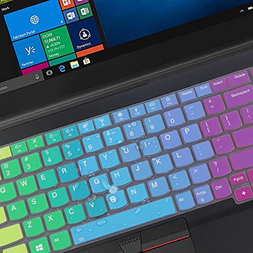 Keyboard Cover for 15.6" Lenovo ThinkPad E15 Gen 4/3/2, ThinkPad L15 Gen 2/1, ThinkPad T15 T15p T15g P15 P15s P15v Gen 3/2/1, ThinkPad E580 E590 E595 L580 L590 P52 P53 P72 P73 T570 T575 T580 T590 -RB - color: Rainbow