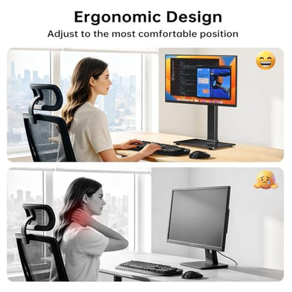 Afaloona Freestanding Single Monitor Stand for 13-32 Inch Monitor, No Clamp | Max Load 77lbs | Tempered Glass Base | ±25° Swivel | -5° to +10° Tilt | 360° Rotation | 4 Height Options | VESA 75×75/100×100 - size: Single Monitor Stand