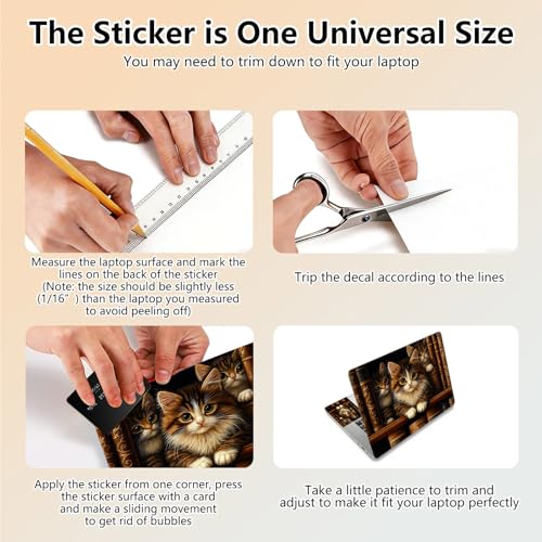 Laptop Skin Sticker Decal 15.6 Inch,12 13 13.3 14 15 15.6 in Laptop Netbook Skins for Notebook,Art Decal Removable Waterproof Scratch Resistant,Universal Vinyl Cover,Cat Bookshelf Cute - color: Cat Bookshelf Cute