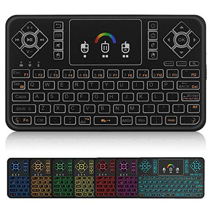 Q9 Mini Wireless Keyboard with Touchpad - Colorful Backlit Small Rechargeable Remote Keyboard for PC, Raspberry Pi 4, Android TV Box, KODI, Windows 7 8 10