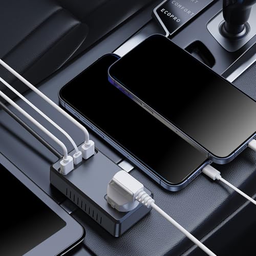 12V/24V Portable Automotive Power Adapter 150W 4 USB Chargers Intelligent Temperature Control for Electronics Road Trips Car Essential Inverter for Laptops