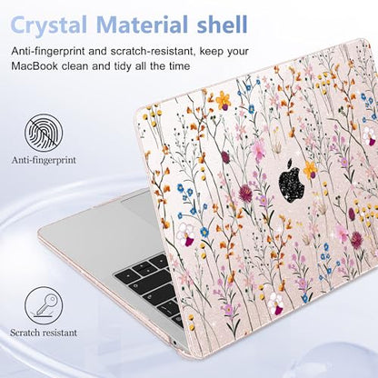 May Chen Compatible with MacBook Air 13 inch Case 2022 2021, 2020-2018 Release Model: M1 A2337 A2179 A1932, Plastic Hard Shell Case Cover for Mabook Air 13 inch with Retina Dispaly, Summer Flowers - color: Summer Flowers