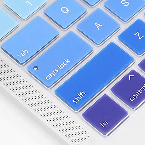 ProElife Keyboard Cover for MacBook Air 13-Inch with Touch ID A2337 M1 | Ombre Blue, U.S. Layout, Non-interference Design for ID Key, Dust-Resistant, Silicone Protective Skin, Washable & Reusable - color: Ombre Blue