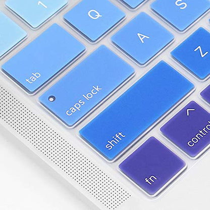 ProElife Keyboard Cover for MacBook Air 13-Inch with Touch ID A2337 M1 | Ombre Blue, U.S. Layout, Non-interference Design for ID Key, Dust-Resistant, Silicone Protective Skin, Washable & Reusable - color: Ombre Blue