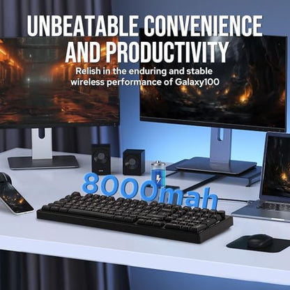 EPOMAKER Galaxy100 QMK/VIA Wireless Gaming Keyboard, Aluminum Shell, BT/2.4Ghz/USB-C, Pre-Lubed Hot-Swappable Linear Switches, NKRO, RGB Backlit (Black, Marble White Switch) - color: Black, size: Marble White Switch