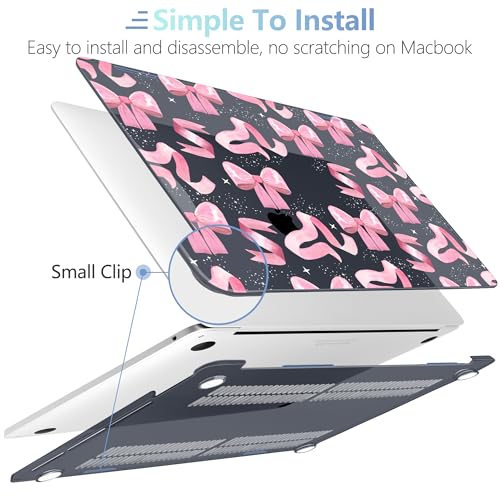 MEEgoodo for M2 MacBook Pro 13 inch Case 2022 2021 2020,Crystal Cover Fit Model A2338 M2/M1 A2251 A2289,Clear Case for 13.3-inch Laptop,Hard Shell for MacBook Pro M2, Satin Bow - color: Satin Bow