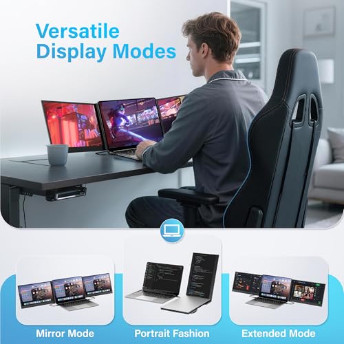 15.6" Laptop Screen Extender New Upgraded Ultra-Thin & Light, Triple Portable Monitor 1080P FHD IPS, USB-C/HDMI Plug & Play for 13-17.3" Laptop, Travel Monitor Extender for Windows/Mac/Chrome - size: Triple 15.6" Screen