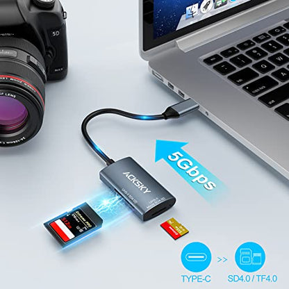 USB-C 4.0 Card Reader - Supports SD/SDHC/SDXC & Micro SDHC/SDXC/MMC UHS-I/II, for iPhone, iPad, MacBook Pro & Samsung S22