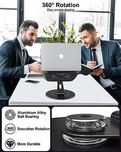 LOXP Ultra-Stable Laptop Stand for Desk with Larger Base, Desktop Organizer, Military-Grade Aluminum Anti-Loosening Structure - Height Adjustable Lectern Stand Suitable for 10-17.3 inch - color: Glossy Black