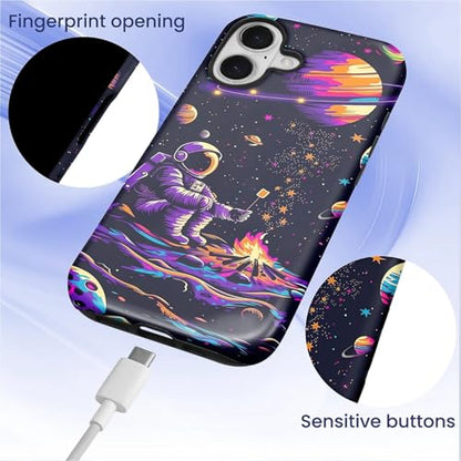 CARLOCA Case for iPhone 17,Astronaut Barbecue Design Hybrid Dual Protection Soft TPU Hard PC Shockproof Anti Scratch Men & Women Stylish Protective Phone Case - color: Astronaut Barbecue, size: iPhone 17